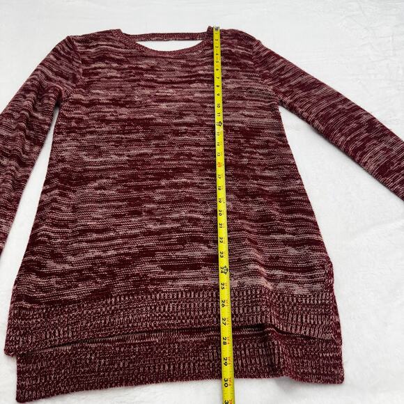 Madison Lilly Women’s Burgundy Heathered Crewneck Sweater Size M Crisscross Back - Picture 7 of 11